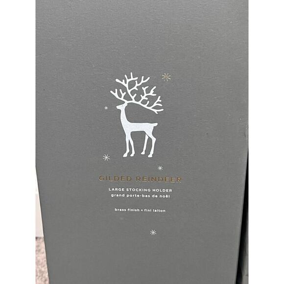 Pottery Barn Large Gilded Reindeer Gold Christmas Stocking Holders - Set of 2 - Picture 4 of 6